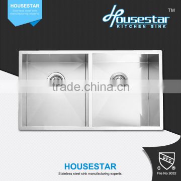 Housestar Sink Hand Crafted Stainless Steel Cabinets Sink Double Bowl Undermount Kitchen Sink With Excellent Price 7745A