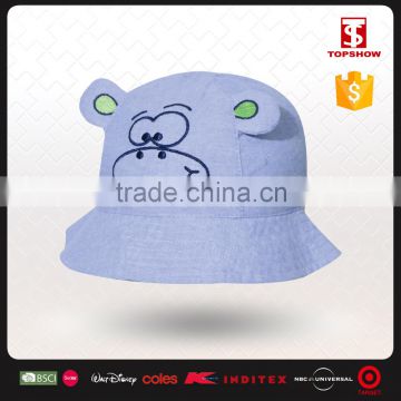 custom blue cotton monkey embroidery bucket hats for kids