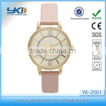 2015 stainless steel lady watch with top quality mesh genuine leather