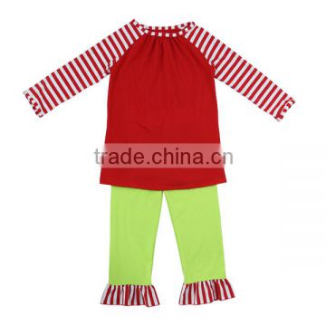 Kaiyo baby clothes factory raglan red shirt and ruffle pants OEM service clothing children clothing 2016