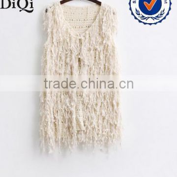 the most fashionable handmade cotton sweater vest with wheat ear fringe