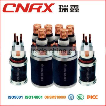 Made in China yueqing ruixin group 0.6/1 kv Cu / AI conductor XLPE Insulated PVC / PE Sheath 3 Core Power cable electrical cabel
