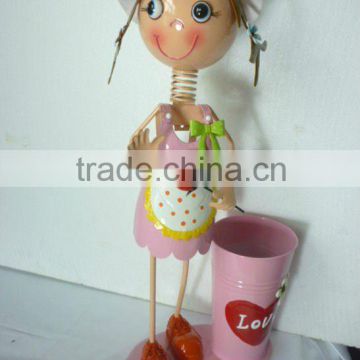 Decorative metal doll with flower tub design SX4050
