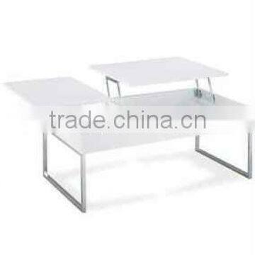 NEW WOOD WHITE COLOR COFFEE TABLE COCKTAIL MODERN TABLE CHROME METAL