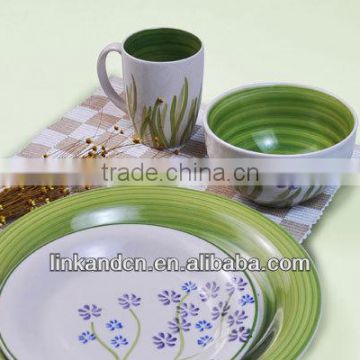 KC-00182/ceramic round dinner set/round shape/green decal