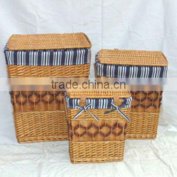 2013latested new design wicker laundry basket with lid and fabric fou big hotel