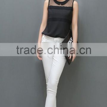 Women's Chiffon Shirt Spring Summer Brand Casual Blouse Shirt Turn-down Collar Fashion Sleeveless Shirt