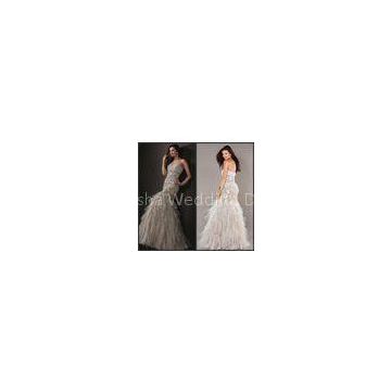 Mermaid Lace Sweetheart Wedding Dresses Ball Gowns Cascading Ruffles
