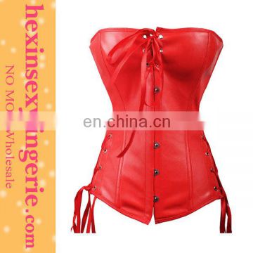 Latest design open cup catsuit red leather corset skirt