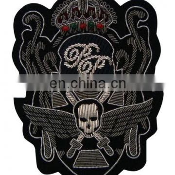 Skull Design Hand Embroidered bullion Badges Wholesales