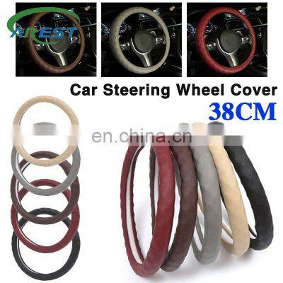 38cm Four Seasons Universal Sport Style Durable In Use PU Leather Steering Wheel Cover Car Styling Stickers Protect Accessories