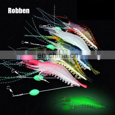 Amazon 9cm 5.2g Lure With Hook Swivel Artificial Silicone Freshwater Saltwater Bass Trout Soft Fishing Luminous Shrimp Lure