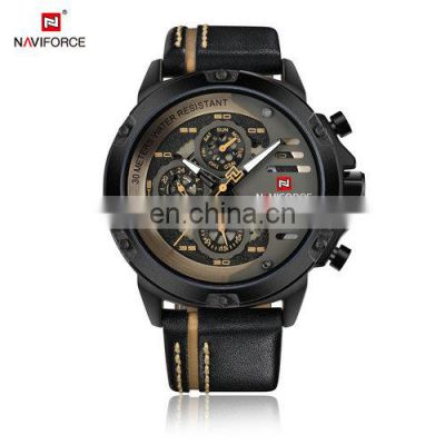 NAVIFORCE 9110 Leather Sport Military Watches Clock Water Resistant Men Watch Luxury