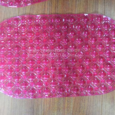 Transparent red non-slip bath mat PVC material