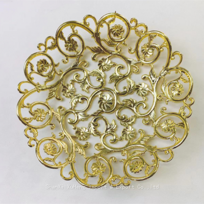 Wholesale Charger Plate Golden Egyptian Flower Hollow Out Plates Decorative Trays For Wedding