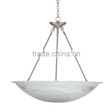 3 light chandelier(Lustre/La arana) in satin steel finish with single glass shade CH0028B-20SS