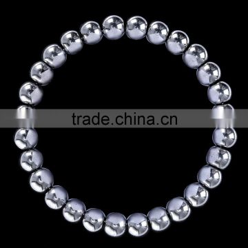 Fashion Charm Bangle Latest Design Daily Wear Bangle 8 mm 7.5 Inch Silver Plated Hematite Gemstone Bracelet