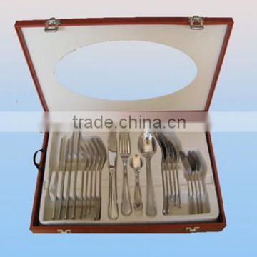 Wooden box packing stainless steel tableware sets with high quality and low price