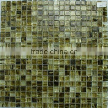 Solid Green Thickness 4mm Recycled Glass Glossy Amber Glass Mosaic & Iridescent Glass Tile Foshan Factory