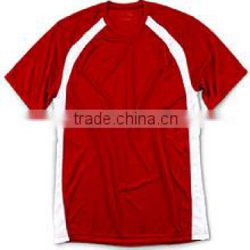 100% Polyester Men's Round Neck Half Sleeves Red T-Shirt with White side Panels