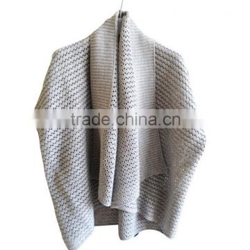 100% cashmere Hand Knitted Women mexican Poncho for hot sale