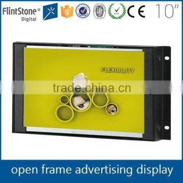 Flintstone 10" frameless advertisement screen, embedded pos lcd video player, 10 inch open frame lcd monitor