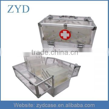 Acrylic Medicine Cabinet Metal First Aid kit Tool Box w/trays, ZYD-MC006