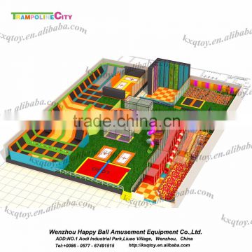 Large indoor multi-functional trampoline park with soft play ball play trampoline equipment