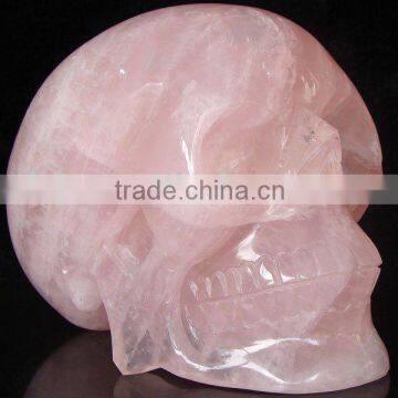 Natural Rose Crystal Skull