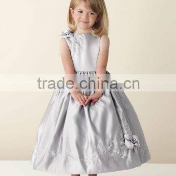 Sleeveless Satin Dirnal Embroidered Sash The Most Beautiful Flower Girl Dresses(FLMO-3049)