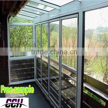 Made in china glass sunshine house,balcony glass house, aluminum glass villa sun room