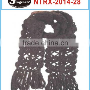 2014 new brown fashion decorative lady's knitted scarf
