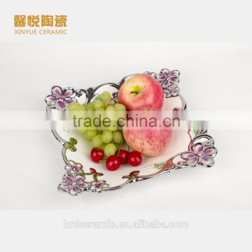 China Factory Wholesale bulk cheap golden ceramic electroplated dish