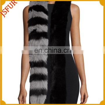 Long Scarf For Women Winter Bicolor Fox Fur Neckerchief
