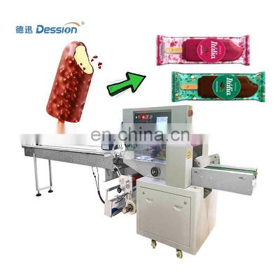 Fully Automatic Horizon Flow Packing Machine Ice Cream Lolly Popsicle Packaging Machine