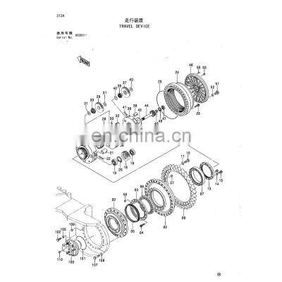 4360542 4394918 9124723 9138330 Excavator Travel Device Oil Motor Transmission EX1100-3 Final Drive For Hitachi