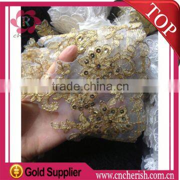 Hot sale 18cm african gold lace fabrics high quality french gold net lace for wedding