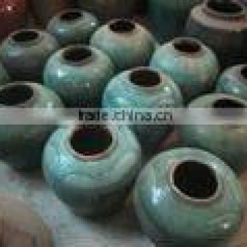 Chinese antique green ceramic storage jar