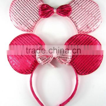 Sequin Mickey or Minnie mouse ears headband