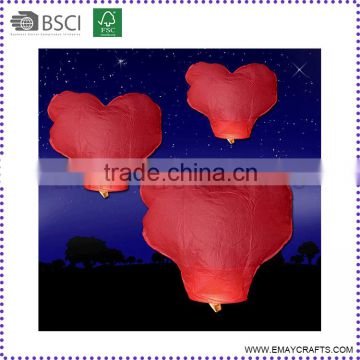 heart shape fire-retardant flying paper lantern for wedding