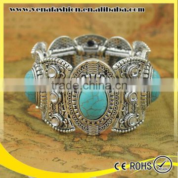 nepal silver genuine turquoise stone bracelet, green stone bracelet