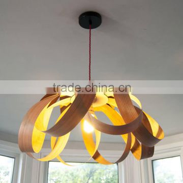 10.10-14 lampshade randomly created by manipulating entwining wood strips structure Wooden Petal Pendant lamp