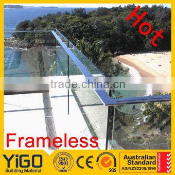 classical square balcony railing/decking glass panels