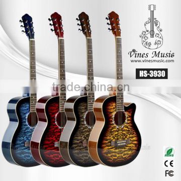 39 inch best musical instrument colorful basswood coustic eletric guitars