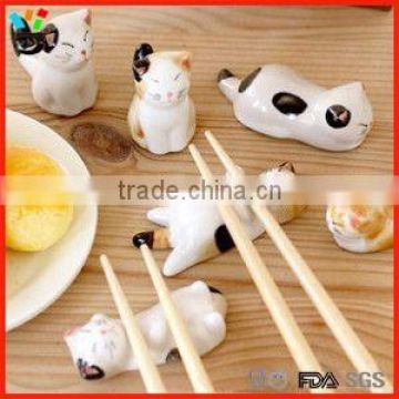 Cute Hand Made Chinese Ceramic Cartoon Cat, Panda, Rubblit & Dog Pattern Chopsticks Rest Knife Fork Holder