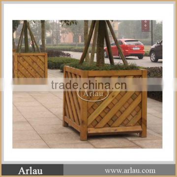 Hot-sale square outdoor street wooden planter wood planter boxes