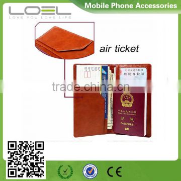 Hot selling leather cover of travel passport holder with luggage tag