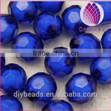 wholesale loose blue 6mm acrylic beads faceted round ball beads