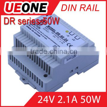 Hot sale 50w 24v 2.1a Din Rail switching power supply Of DR-50-24