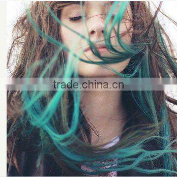 teal clip-in human hair extension